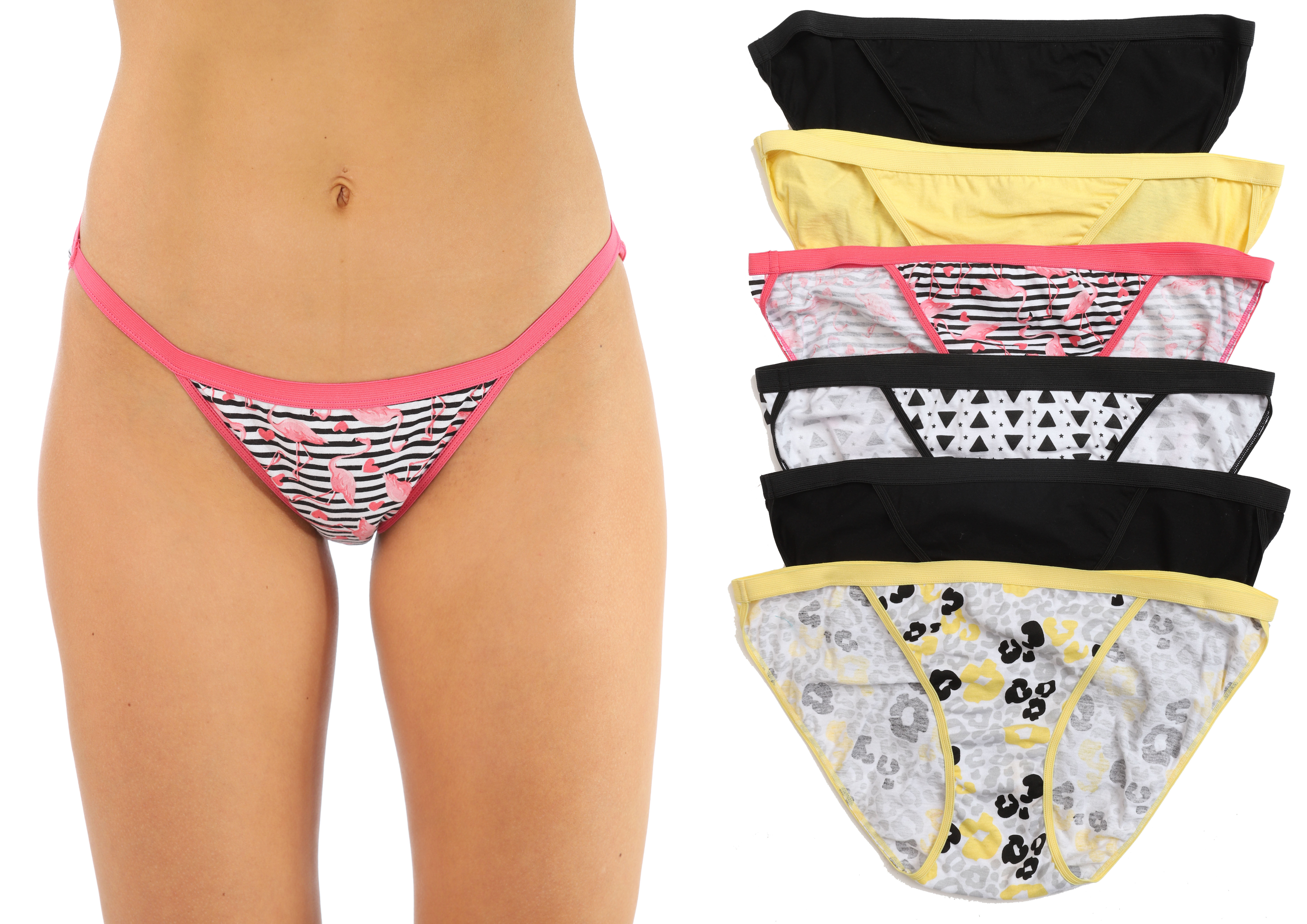 Just Intimates Thongs Panties for Women Pack of 6 