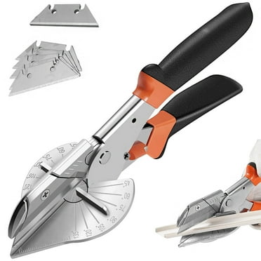 Multi-Angle Miter Shears with 10 SK5 Blades, Adjustable 45°-135° Cutting Tool, Shoe Mold Cutting Tool Scissors, Rust-Proof and Safety Lock