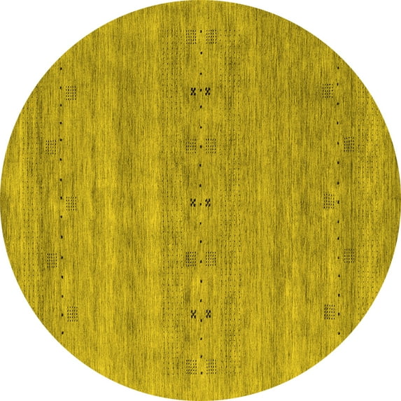 Ahgly Company Indoor Round Abstract Yellow Contemporary Area Rugs, 8' Round