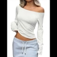 thumbnail image 2 of Blusas de Larga con Hombros Descubiertos para Mujer, Lindas y Básicas, para Salir, Estilo Otoño Y2K. M, 2 of 9