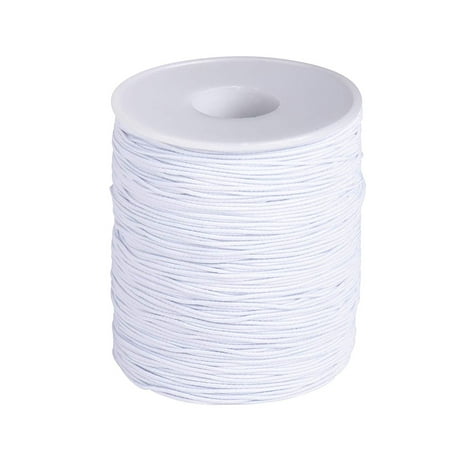 0.7mm White Elastic Cord - 200-Yard Stretch Round String for Beading Crafting Jewelry Bracelet Making, Includes Spool, 600