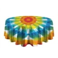 thumbnail image 5 of Colorful Rainbow Tie Dye Spiral Pattern Round Tablecloth 60"x60",Wrinkle Wipeable Table Cloth for Kitchen Dining Room Picnic Patio Party, 5 of 6