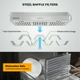 thumbnail image 3 of mpava 30 In. 500 CFM Ducted Under Cabinet Range Hood with Push Button Controls, 3 of 11