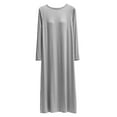 thumbnail image 2 of Feancey Modal Nightgowns for Women Long Sleeve Sleepshirts Solid Color Casual Loose Sleep Dress Cozy Soft Lounge Nightdress Holiday Clearance Gray XXL, 2 of 4