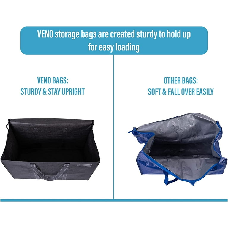 Veno 6 Pack XL Heavy Duty Foldable Moving Storage Zipper Bag w/ Reinforced Structure Alternative to Moving Box (Dark Gray)