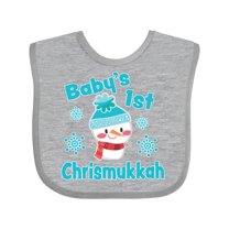 Inktastic Baby's 1st Chrismukkah with Cute Snowman and Snowflakes Boys or Girls Baby Bib