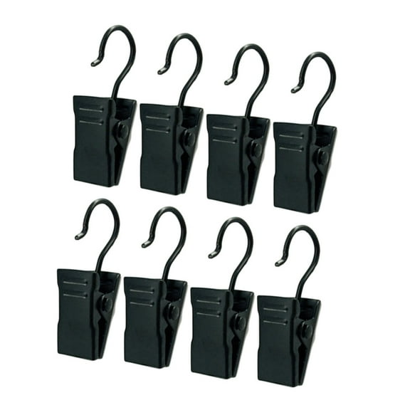PBPBOX Extra Large Curtain Clips Drapery Rings With Hooks Iron Black 60Pack 1.26x0.36x0.36in