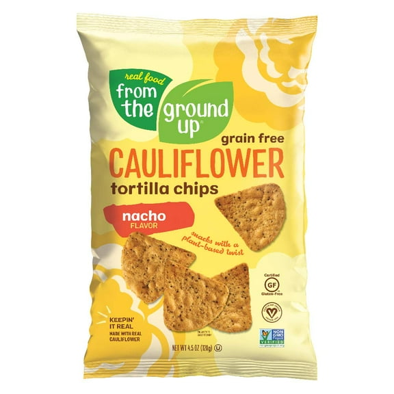 REAL FOOD FROM THE GROUND UP Cauliflower Tortilla Chips, 4.5 Ounces Bags. ( Pack Of 3.)
