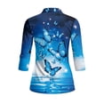 thumbnail image 3 of Uorisanigo Blue Butterfly Women's Dry-Fit Golf Polo Shirts Comfortable Versatile Women's 3/4 Sleeve Athletic Golf Shirts Fashionable Workout Tops Stylish Pullover for Workout Sports, 3 of 7