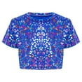 thumbnail image 2 of YUUMIN Girls Hip Hop Clothes Jazz Dance Performance Outfits Glittery Round Neck Crop Tops Modern Streetwear Blue 2-3, 2 of 7