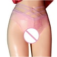 thumbnail image 2 of Clearance Clothes Under $5 TMOYZQ High Waist Crotchless Panties for Women, Sheer Mesh Floral Lace Cheeky Underwear Criss Cross Strap Breathable Seamless Underwear Bikini Panties Briefs, 2 of 5