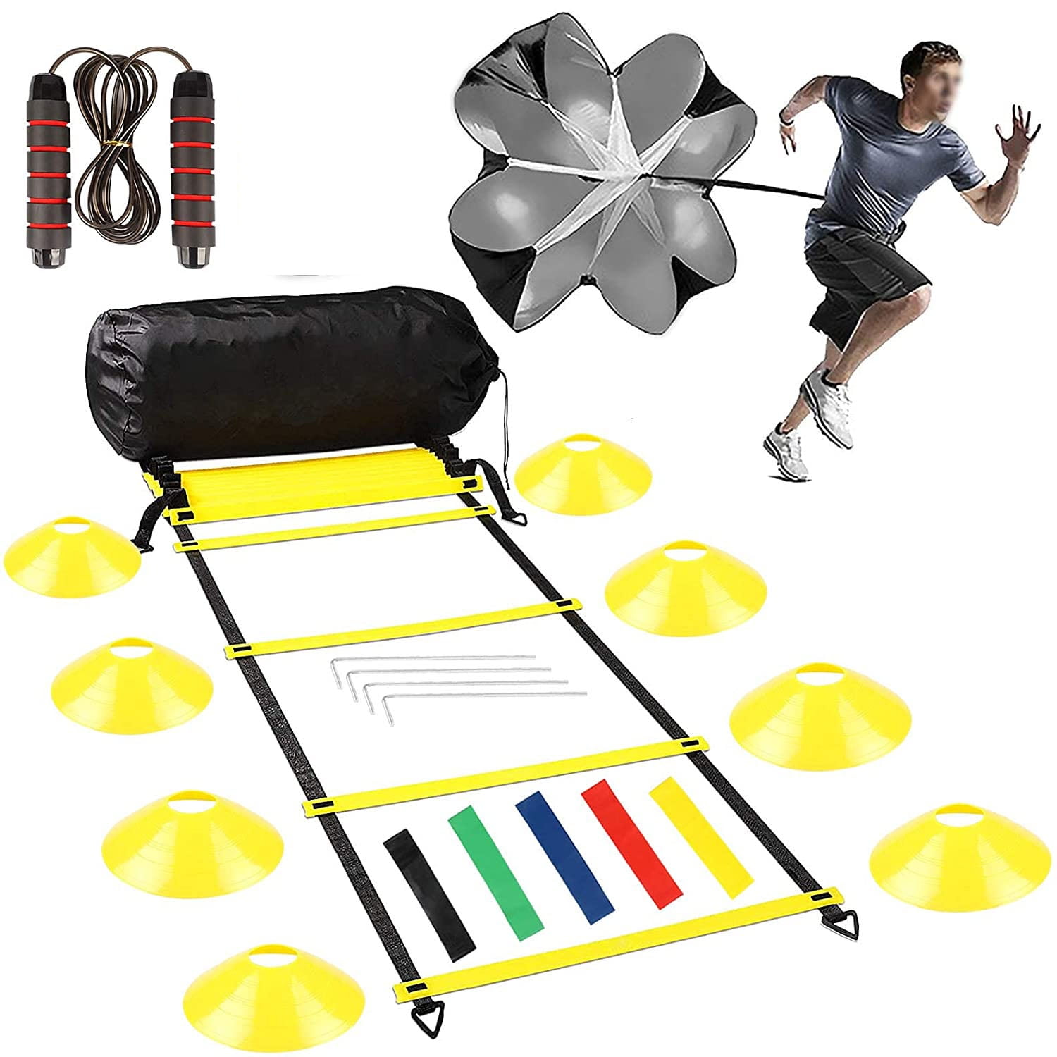 Agility Ladder Football Speed Training Stairs Soccer Training Sports Disc Cones 