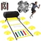 thumbnail image 1 of Juego de equipo de entrenamiento de velocidad con escalera de agilidad deportiva, 8 conos y paracaídas de resistencia de 16 peldaños, cuerda para saltar, 5 bandas de resistencia, para fútbol, correr,, 1 of 5