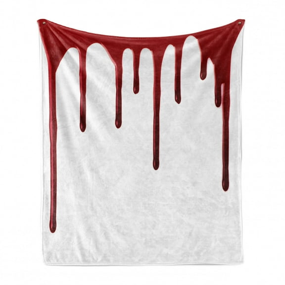 Horror Soft Flannel Fleece Throw Blanket, Flowing Blood Horror Spooky Halloween Zombie Scary Help Me Themed Illustration, Cozy Plush for Indoor and Outdoor Use, 50" x 70", Red White, by Ambesonne