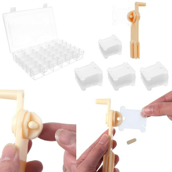 Craft Storage Organizer Box, 100 Pcs Embroidery Floss Bobbins with Winder, 24 Compartment Thread Box for DIY Sewing & Cross Stitch Projects