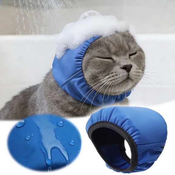 Shower Cap Adjustable & Cat Bath Hat For Grooming | Reusable Head Cover For Bathing Swimming (S/M/L Sizes)
