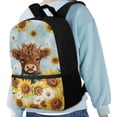 thumbnail image 4 of Uorisanigo Baby Highland Cow Sunflower Kids Back Pack Lightweight School Bankpack for Boy Girl 5-12 Year School Bag with Water Bottle Pockets Preschool Elementary Kindergarten Bookbag, 4 of 6