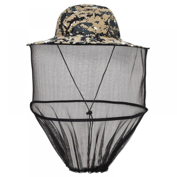 Anti-mosquito Mesh Fishing Cap Outdoor Beekeeping Protect Head Net Hat with Flat eaves