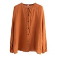 thumbnail image 3 of "Retro Bohemian Linen Shirt for Women Loose Fit Round Neck Casual Jacket with Sleeves Spring Autumn Fashion" Womens T Shirts Multiple Pack Womens Active Tops Loose Fit Long Sleeve Womens Shirts, 3 of 3