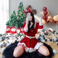 thumbnail image 1 of QueenLine Cosplay de Noël Mrs Santa Claus Lingerie Series Cape d'Orignal Corde Pyjama Aguichant Robe Rouge (11, Grenouillère), 1 of 31