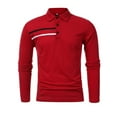thumbnail image 3 of Cathalem Polo à Manches Longues pour Hommes Coupe Ajustée Décontractée Polo de Golf Imprimé, Rouge TG, 3 of 4