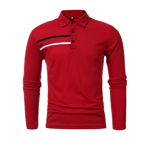 Aayomet Long Sleeve Polo Shirts For Men Men's Long Sleeve Polo Shirts Casual Stylish Cotton Golf Polo Shirts,Red L