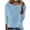 #0348-Blue, variant on Uootdi Women's Long Sleeve Sweaters Fall & Winter Solid Button Front Asymmetrical Neck Sweater Casual Gift Slim Knitwear Top