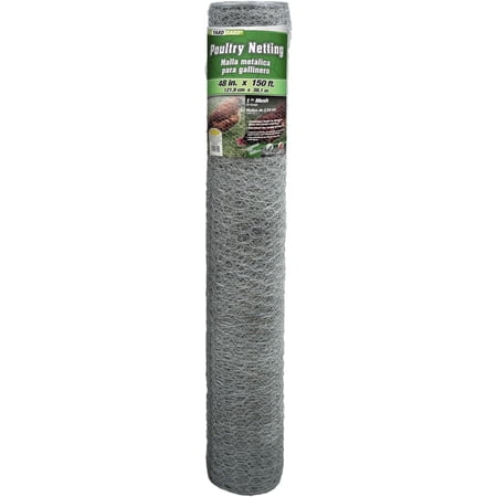 308432B 1 Inch Mesh 48 Inch X 150 Foot 20 Gauge Galvanized Steel Wire Ideal for Crafting, Garden Protection, Enclosures, Chicken Coops, Poultry Netting and Rabbit Fencing, Silver