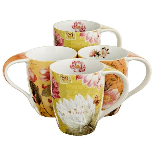 Konitz Mug Lotus and Fruit Tea Flower Mugs Set of 4