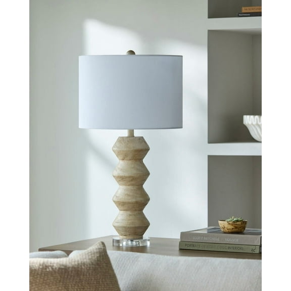 Livabliss Table Lamps, 30" Mungo Traditional Bedside Nightstand Table Lamp for Bedroom Living Room Office, Ivory, Clear Body with White Shade (30"H x 16"W x 16"D)