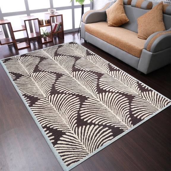 Rugsotic Carpets Hand Tufted Wool Eco-Friendly 8'x11' Area Rugs Rectangle Brown Beige Contemporary Modern High Pile Thick Handmade Anti Skid Indoor Rug for Living Room, Bedroom K00725