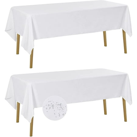 

2 Pack Waterproof Rectangle Tablecloth 60x84 Inch Stain Resistant and Wrinkle Polyester Table Cloth Fabric Table Cover for Kitchen Dining Wedding Party Holiday Dinner-White
