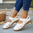 thumbnail image 4 of Comfortable Womens Sandals Flat Mary Jane with Adjustable Hook-and-Loop Strap Breathable Perforated White Casual Walking Shoes Non-Slip for Everyday,Size 9.5, 4 of 9