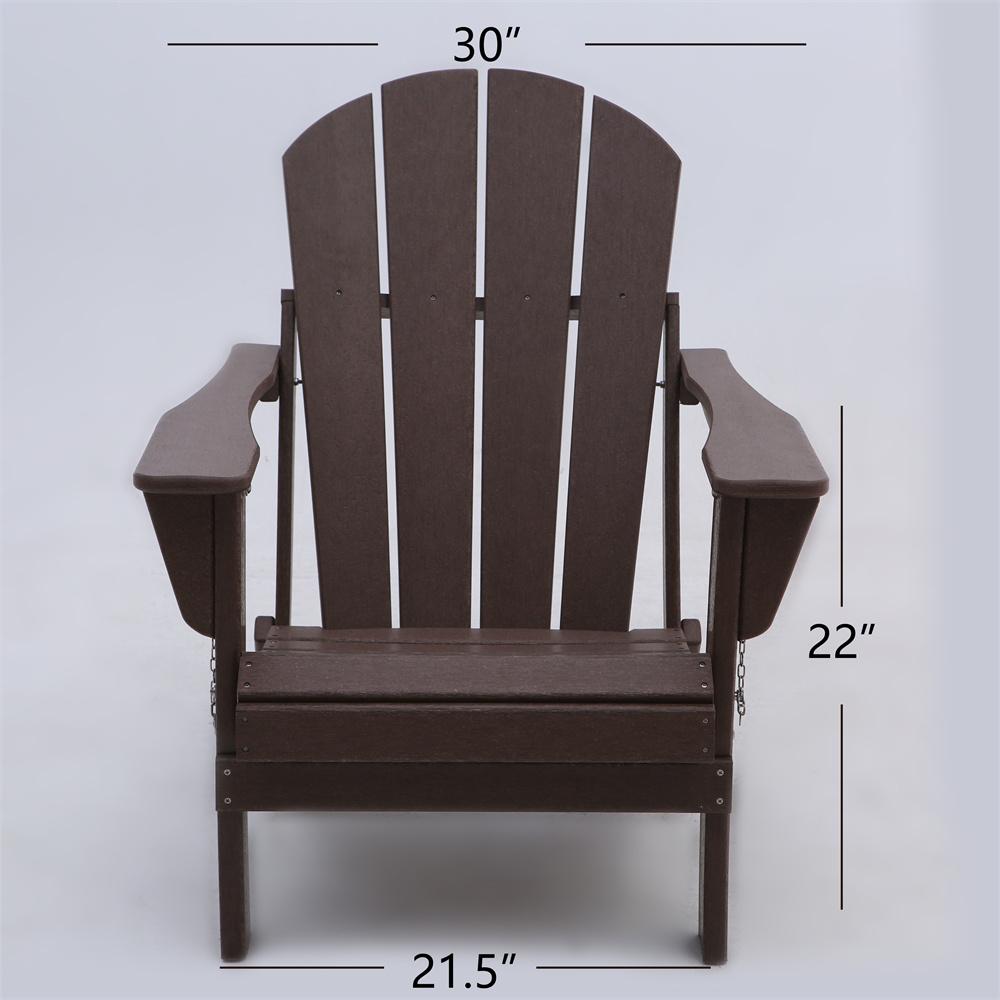 Classic Folding Adirondack Chair Lounge Beach Chair for Backyard and Lawn Furniture, Outdoor Garden Chairs Weather Resistant for Pool Patio Deck - Brown - image 3 of 8