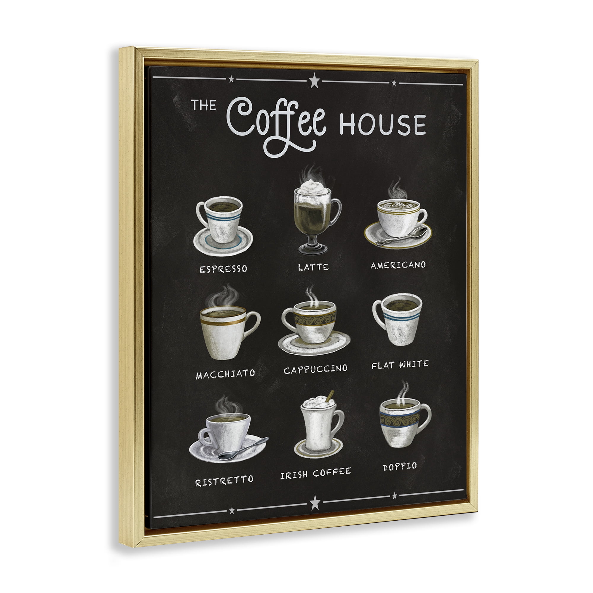Stupell Industries The Coffee House Menu Gold Framed Floater Canvas Wall Art, design by Conrad Knutsen