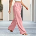 thumbnail image 2 of Levmjia Women Wide Leg Pants High Waisted Solid Color Casual Lounge Pants with Pockets Elastic Waist Flowy Straight Leg Trousers, 2 of 7