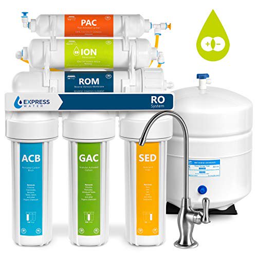 Express Water Désionisation Osmose Inverse Système de Filtration d'Eau - 6 Étapes RO DI Filtre à Eau avec Robinet et Réservoir - Distillée Pure - sous l'Évier Maison Adoucisseur d'Eau - 100 GPD