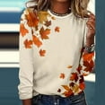 thumbnail image 2 of Women's Plus Size Long Sleeve T Shirt Maple Leaf Graphic Athletic Crewneck Fall Tops Quick Dry Loose Sweatshirt (XL, Orange), 2 of 4
