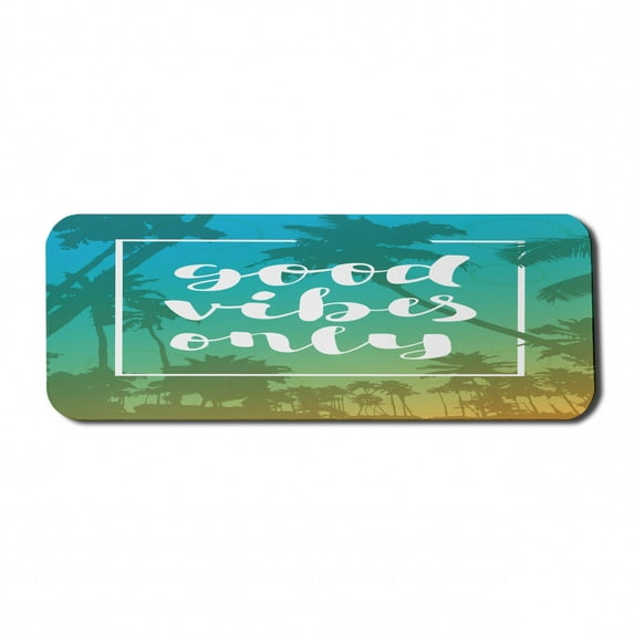 Saying Computer Mouse Pad, Inspirational Motivation Message on Tropical Sunset Palm Tree Silhouettes, Rectangle Non-Slip Rubber Mousepad Large, 31" x 12" Gaming Size, Multicolor, by Ambesonne
