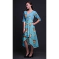 thumbnail image 4 of Bimba Coton Bleu Anémone Chinoise Floral Femmes Col en V Poche Asymétrique Robe Droite Manches Courtes Mi-Longue-Xx-Grand, 4 of 4