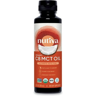 Nutiva Organic C8 MCT Oil, 12 fl. oz., Keto Fuel from Non-GMO Coconut