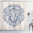thumbnail image 1 of Ambesonne Lion Shower Curtain, Animal Portrait Wildlife, 69"Wx70"L, Slate Blue and Beige, 1 of 3