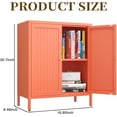 thumbnail image 2 of Small 2 Transparent Door Metal Storage Side Buffet Cabinet for Bed Room,Living Room,Entryway,Hallway,Home,Hotel,Office,Garage,Kitchen,1 Removable Shelf. (Striped Door, Orange), 2 of 14