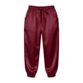 thumbnail image 5 of Womens Fashion Solid Comfortable Casual Mid Waist Sport Capri Pants Mid Calf Length Red M, 5 of 5