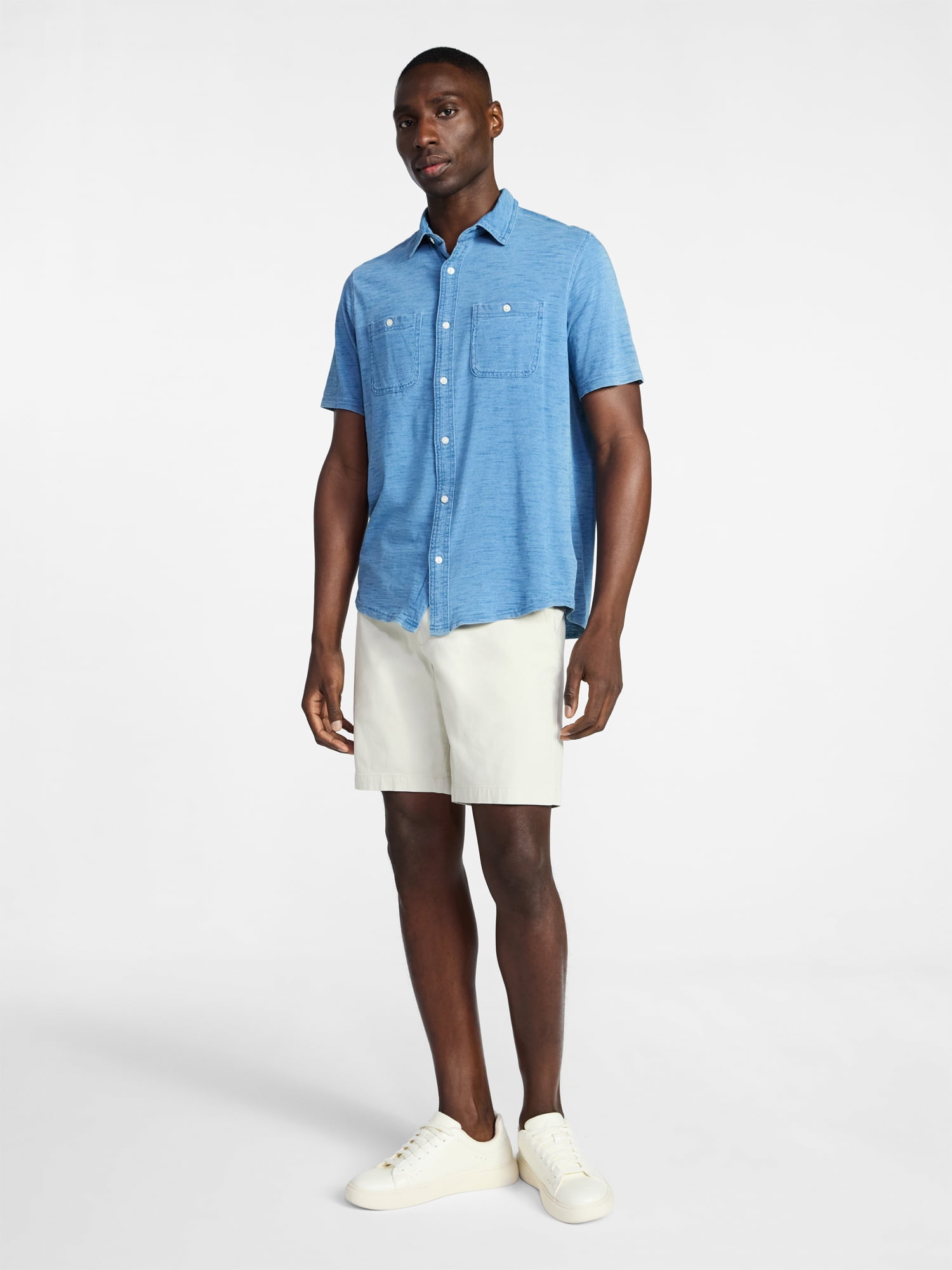 George Men's and Big Men's Knit Button-up Shirt with Short Sleeves, Sizes S-5XL