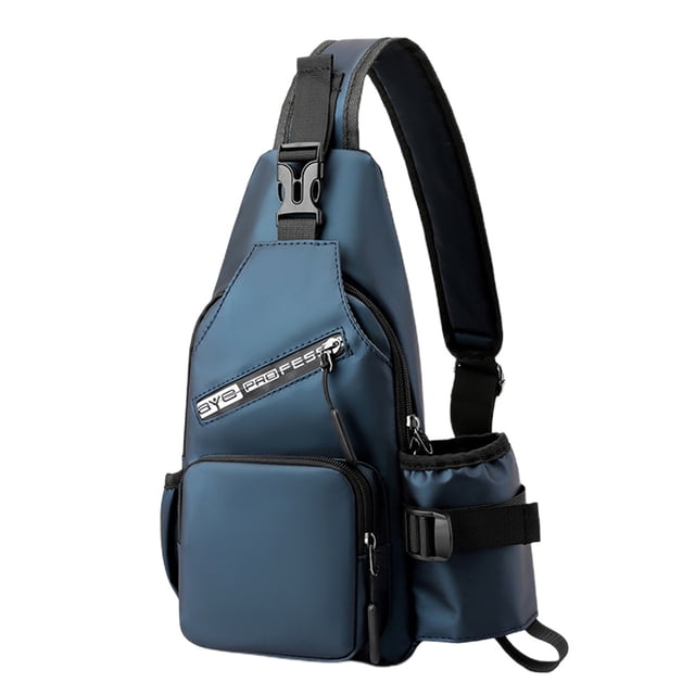 Bolsa de pecho trasera recargable por USB, bolsa de pecho con taza de agua, mochila pequeña de viaje para exteriores a prueba de salpicaduras