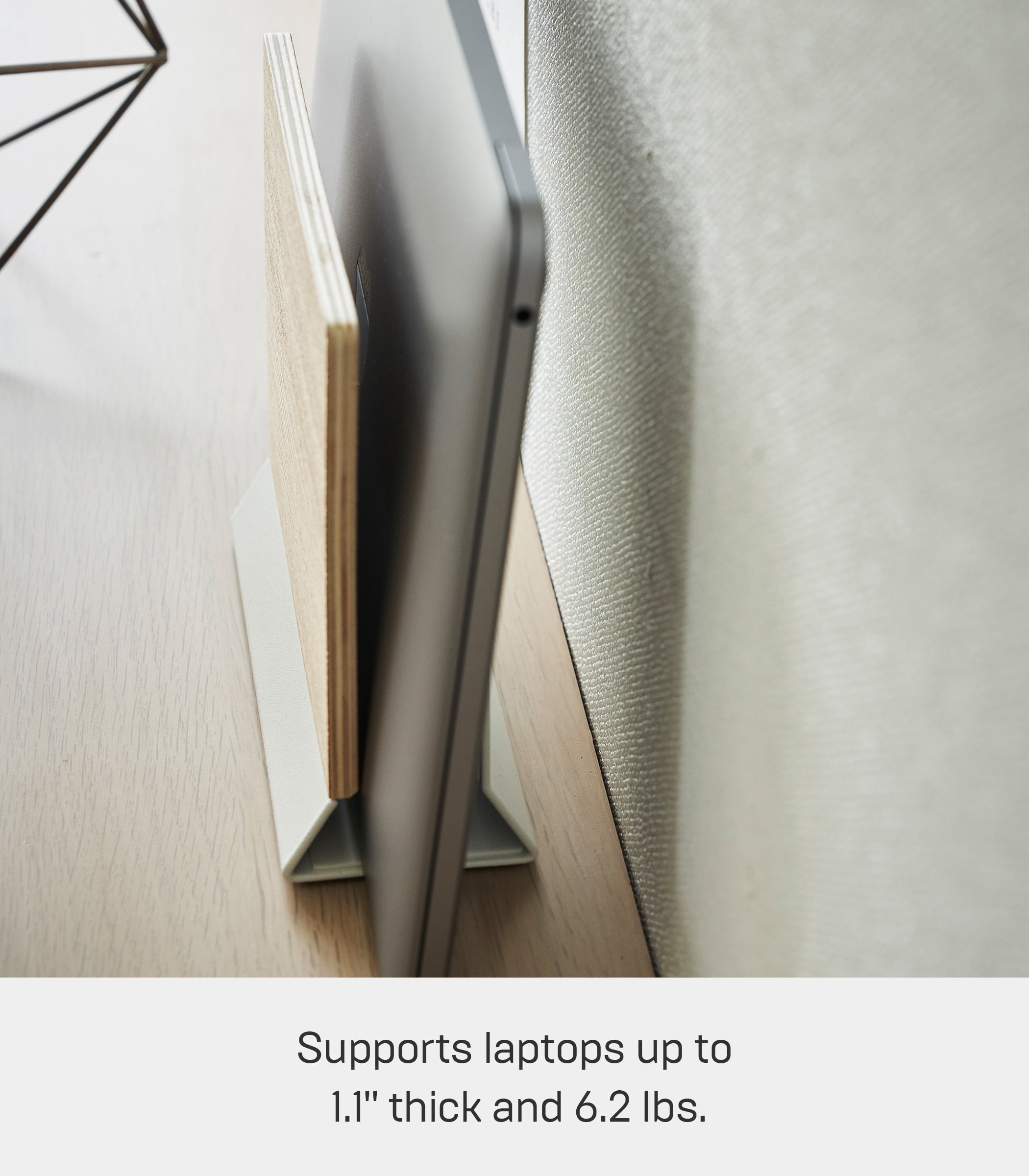 Yamazaki Home Slim Laptop Stand, Ash, Steel + Wood, No Assembly