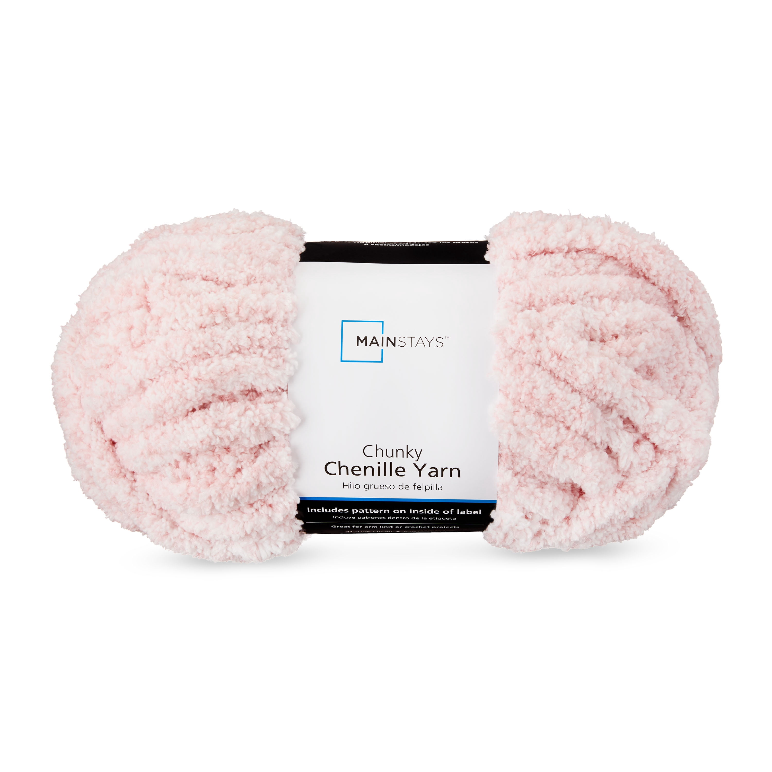 Mainstays Chunky Chenille Yarn, 31.7 yd, Heathered Pink, 100% Polyester, Super Bulky, Pack of 4