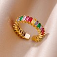 thumbnail image 4 of Anillos cuadrados de circonita cúbica para hombres y mujeres, acero inoxidable, Color dorado, cristal, anillo de boda, joyería de lujo, regalo, 4 of 5