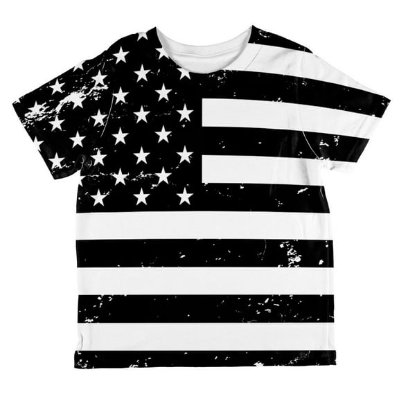 July 4th Black And White American Flag All Over Toddler T Shirt Multi 6T
